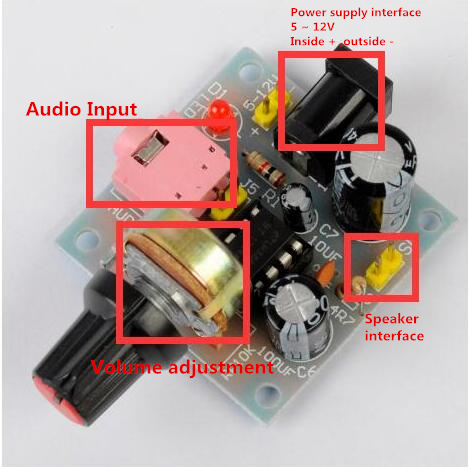 MINI LM386 Audio Amplifier Board (3V-12V Power Amplifier, DIY Kit)