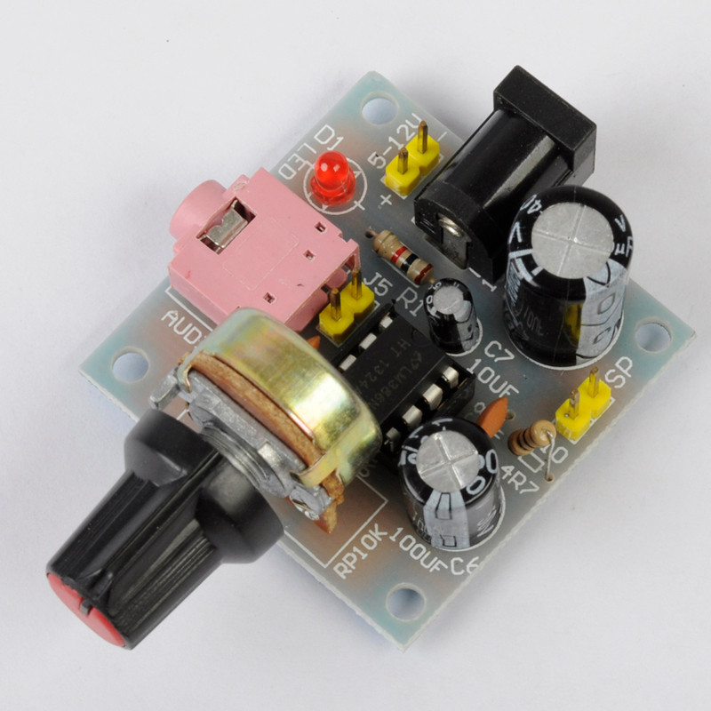 MINI LM386 Audio Amplifier Board (3V-12V Power Amplifier, DIY Kit)