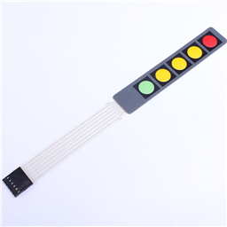 1x5 Membrane Matrix Array Switch Keypad (Red/Yellow/Yellow/Yellow/Green)