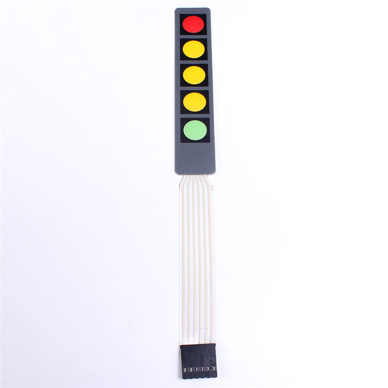 1x5 Membrane Matrix Array Switch Keypad (Red/Yellow/Yellow/Yellow/Green)