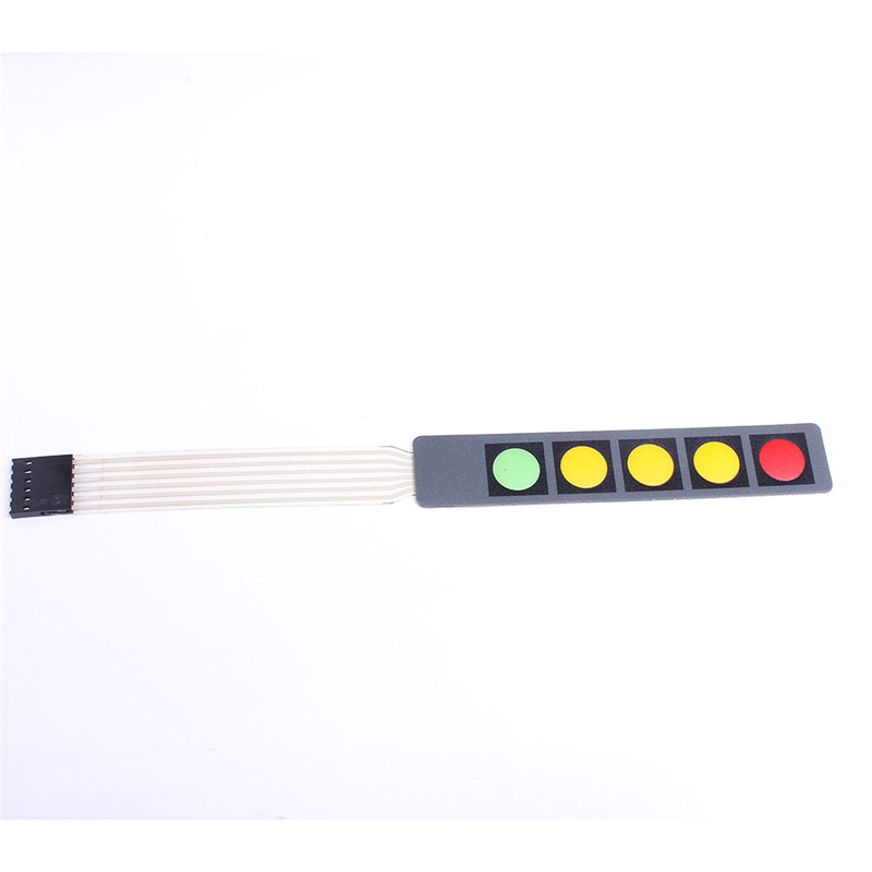 1x5 Membrane Matrix Array Switch Keypad (Red/Yellow/Yellow/Yellow/Green)