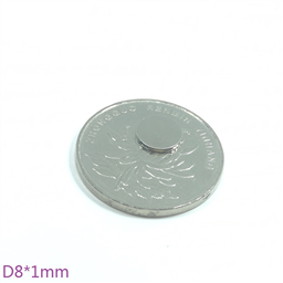 N35 Strong Neodymium Disc Magnet (NdFeB , 8x1 mm)
