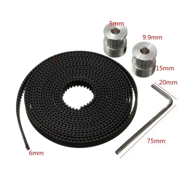 GT2 Timing Belt & GT Pulley Set (16Teeth, 5mm Bore, 5Meters)