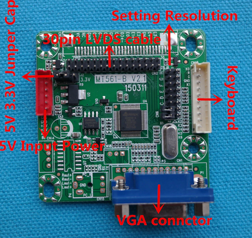 Universal LCD/LVDS Monitor & Screen Driver (5V, MT561-B)