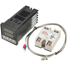 Dual Display Digital F/C Temperature PID Controller + 25A SSR + K Thermocouple Sensor